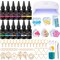 LET'S RESIN All-Inclusive Keychain Making Kit, 12-Color UV Resin with Keychain Molds Silicone, UV Light, 6 Styles Flower and Heart Open Bezels for Resin, Jewelry Making Kit for Beginners, Craft Decor